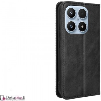 Dirbtinės odos atverčiamas dėklas su skyreliais - juodas (Xiaomi 17)